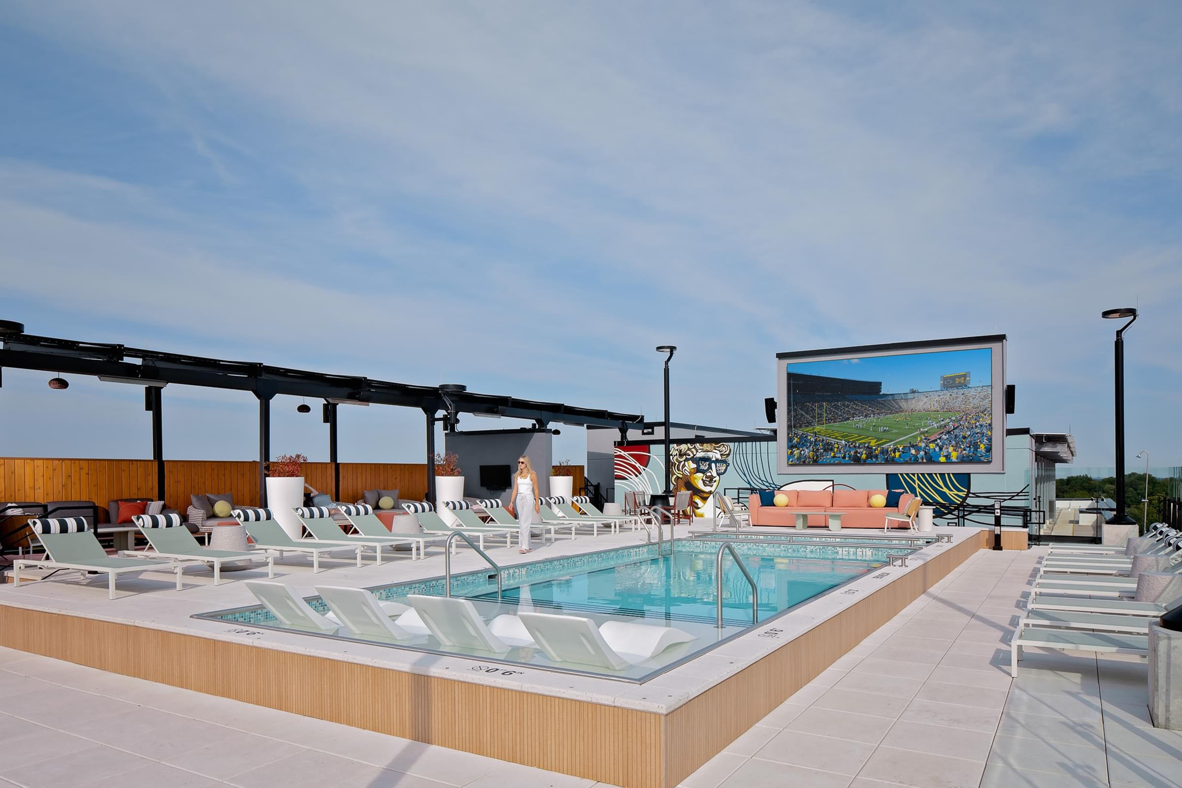 Rooftop pool and TV