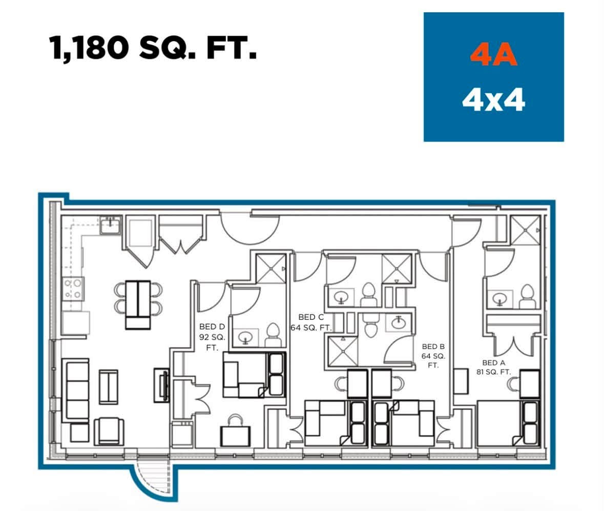 Apartment layout - sublease is for Room C